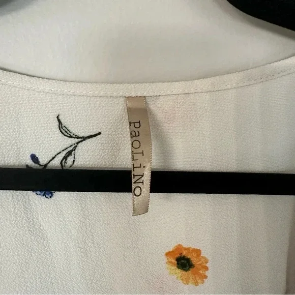 Paolino Women’s Short Sleeve White Open Front Draped Hi/Lo Floral Kimono GUC - Picture 3 of 5